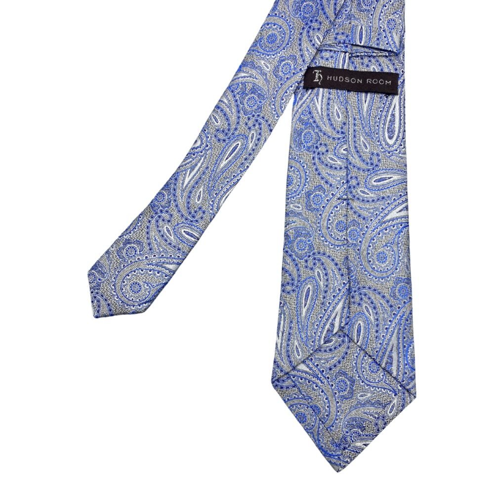 Hudson Room Refined Silk Blue Paisley Pattern Men's Tie