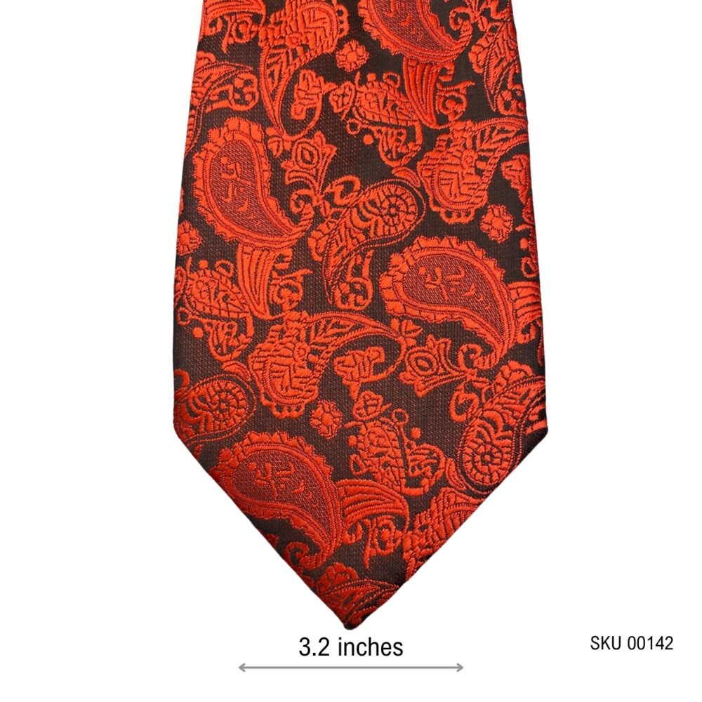Marks & Spencer Rustic Silk Bold Orange Paisley Pattern Men's Tie