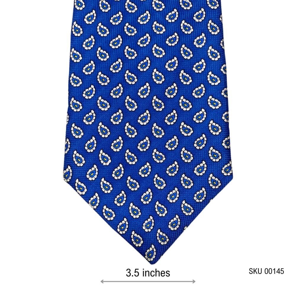 Pure Silk Popping Blue Mini Paisley Pattern Men's Tie