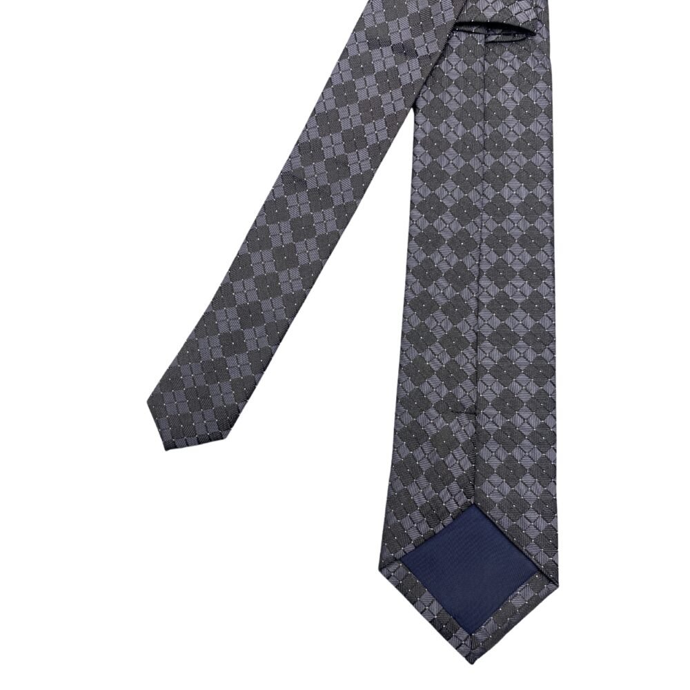 Dazzling Black Gray Modern Geometric Pattern Men's Tie