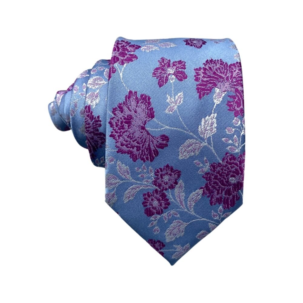 Taylor & Wright Light Blue Pink Floral Pattern Men's Tie