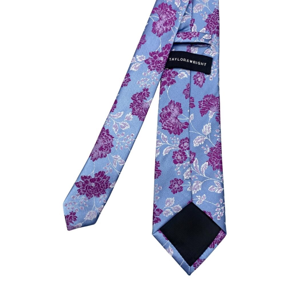 Taylor & Wright Light Blue Pink Floral Pattern Men's Tie