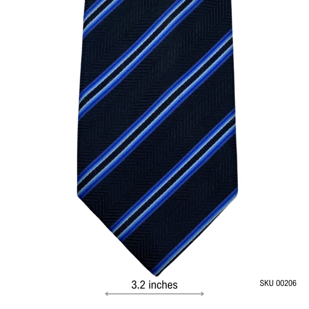 Andre Neon Blue Stripes Pattern Men's Tie