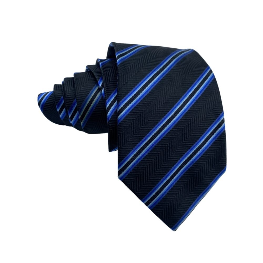 Andre Neon Blue Stripes Pattern Men's Tie
