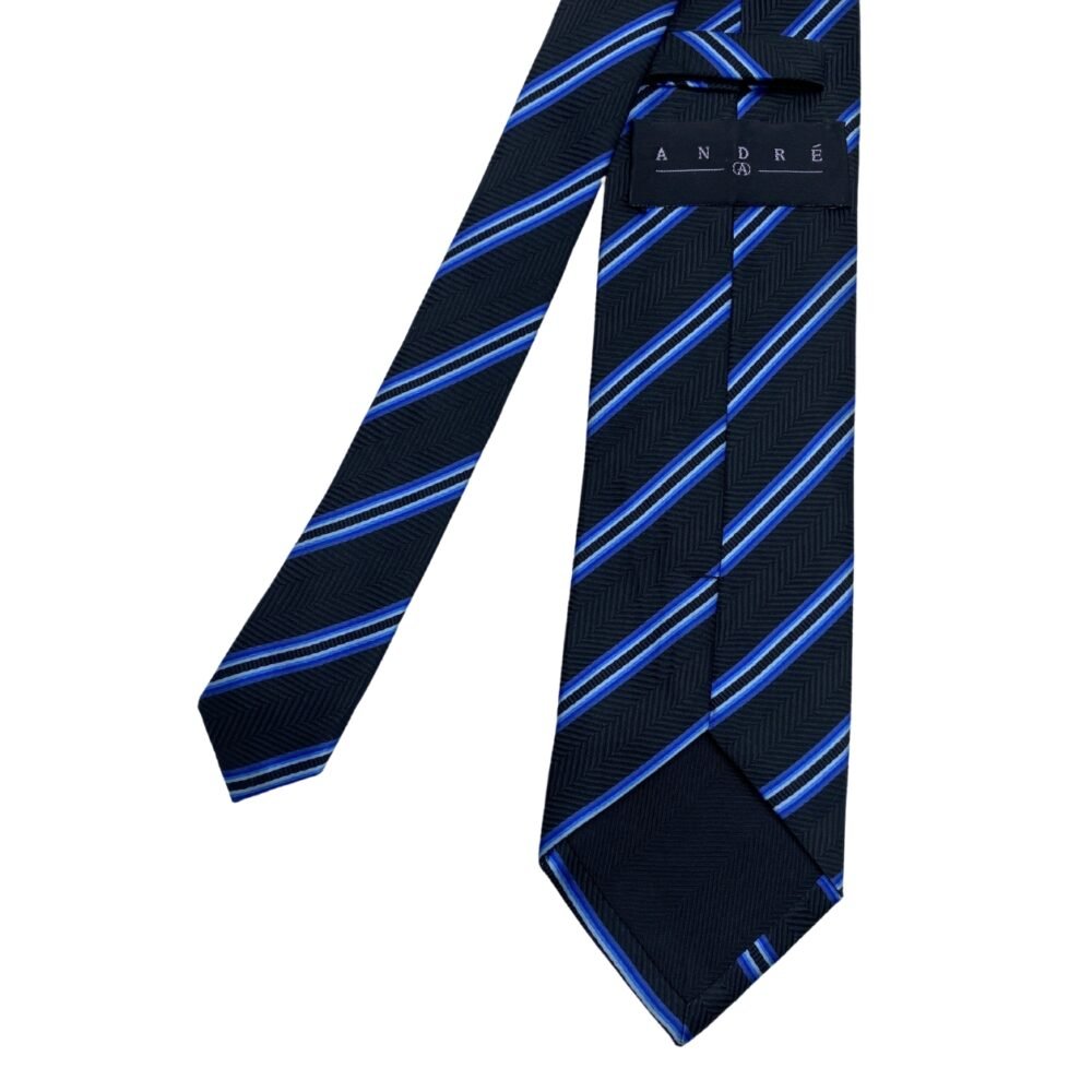 Andre Neon Blue Stripes Pattern Men's Tie