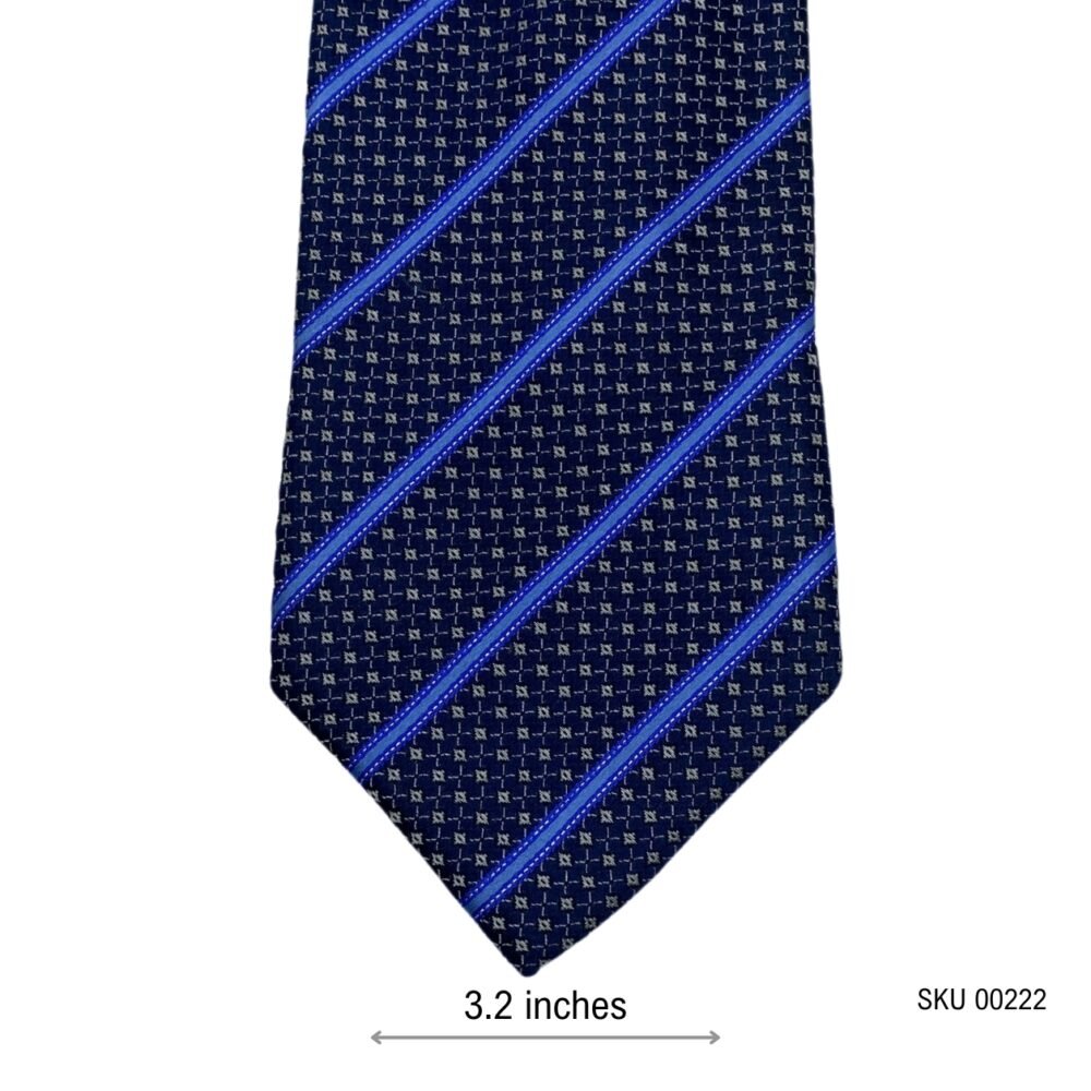 F&F Glowing Blue Self Textured Stripes Pattern Men's Tie