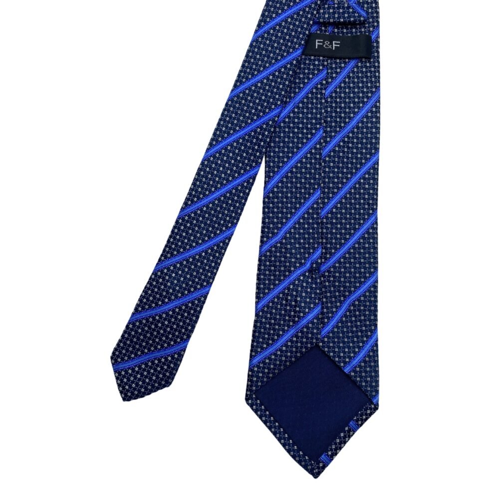 F&F Glowing Blue Self Textured Stripes Pattern Men's Tie