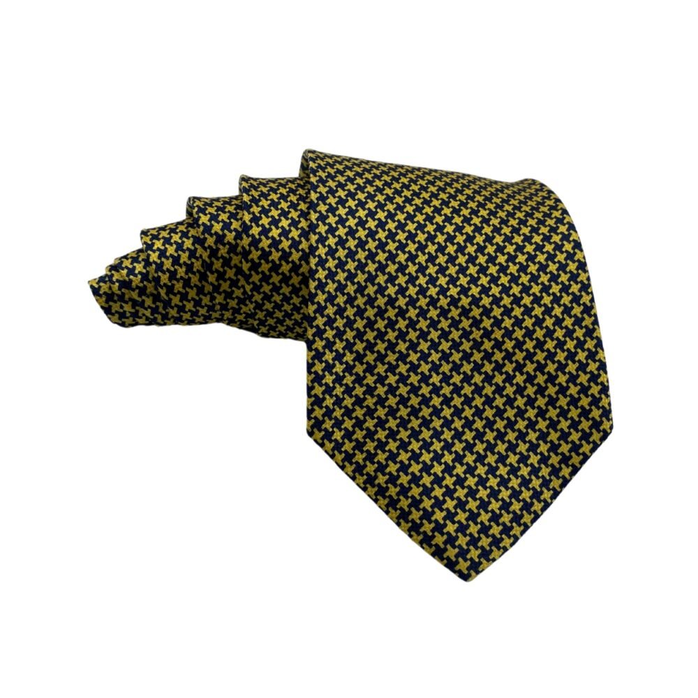 Marks & Spencer Pure Silk Yellow Geometric Pattern Men's Tie