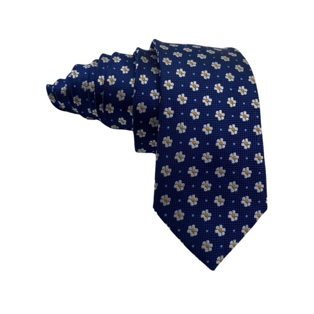 Blue Mini Floral Pattern Men's Tie