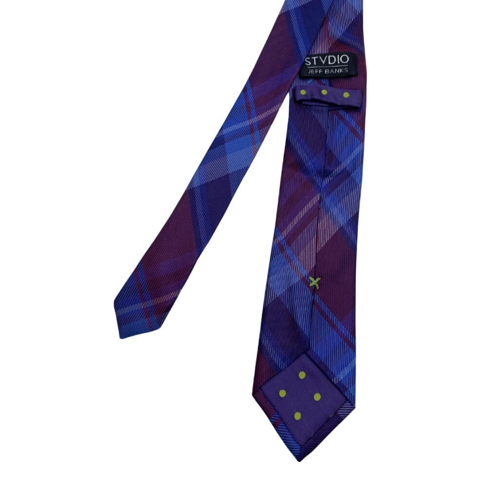 Jeff Banks Pure Silk Plaid Pattern Men's Tie