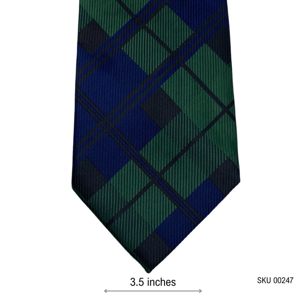 Dark Blue and Green Plaid Pattern Men's Tie by The Highland Collection